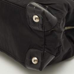 Pre Owned حقيبة يد برادا حجرة ثلاثية نايلون وتمساح أسود