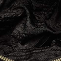 Pre Owned حقيبة يد برادا حجرة ثلاثية نايلون وتمساح أسود