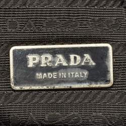 Pre Owned حقيبة يد برادا حجرة ثلاثية نايلون وتمساح أسود