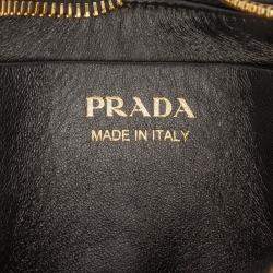 Pre Owned Prada Black Small Re Nylon and Leather Arque Satchel