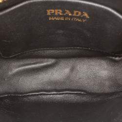 Pre Owned Prada Black Small Re Nylon and Leather Arque Satchel