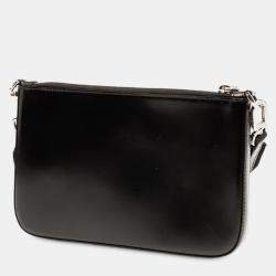 Pre Owned Prada Black Spazzolato Zip Top Crossbody