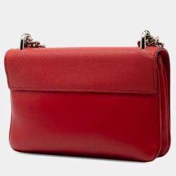 مملوكة مسبقًا حقيبة كروس برادا سلسلة جلد سفينو و سيتي أحمر