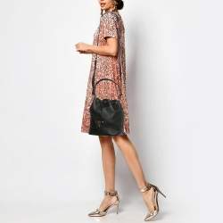 Pre Owned Prada Black Leather Drawstring Bucket Bag