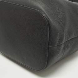 Pre Owned Prada Black Leather Drawstring Bucket Bag