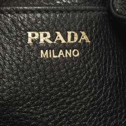 Pre Owned Prada Black Leather Drawstring Bucket Bag
