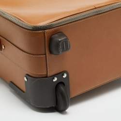 Pre Owned Prada Brown Saffiano Travel Leather Rolling Trolley Luggage