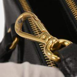 Pre Owned Prada Black Leather Galleria 2way Tote Handbag