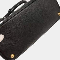 Pre Owned Prada Black Leather Galleria 2way Tote Handbag