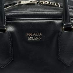 Pre Owned Prada Inside Bag Small Black Leather Satchel