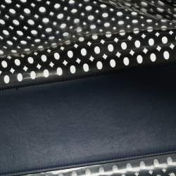 مملوكة مسبقًا Prada Navy Blue Perforated Saffiano Vernic Leather Satchel