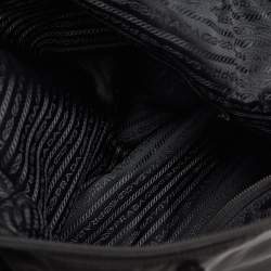 Pre Owned Prada Logo Zip Black Nylon and Leather Tote