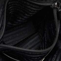 Pre Owned Prada Logo Zip Black Nylon and Leather Tote