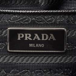 Pre Owned Prada Logo Zip Black Nylon and Leather Tote