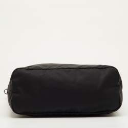 Pre Owned Prada Logo Zip Black Nylon and Leather Tote
