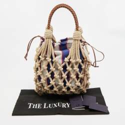 مملوكة مسبق�ًا Prada Noué Medium Beige/Brown Cord Fabric Bag