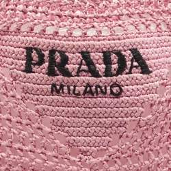 مملوكة مسبقًا حقيبة يد برادا عمودية قش وردي كروشيه