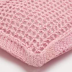 مملوكة مسبقًا حقيبة يد برادا عمودية قش وردي كروشيه