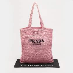 مملوكة مسبقًا حقيبة يد برادا عمودية قش وردي كروشيه