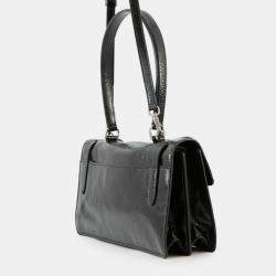 Pre Owned حقيب ة برادا جلد سوداء بحجم متوسط 1Bn026 برادا مزدوجة الاستخدام بحزام كتف