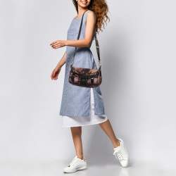 مملوكة مسبقًا حقيبة كروس برادا شارع نيويورك تيمبلي نايلون وبني جلد براءة اختراع فلاب