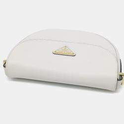 Pre Owned حقيبة كتف برادا جلد أبيض قلاب أرشي