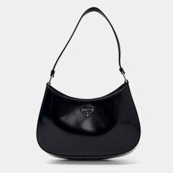 Pre Owned Prada Black Leather Cleo Hobo Bag