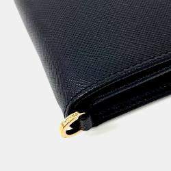 Pre Owned Prada Black Leather Saffiano Chain Crossbody Bag