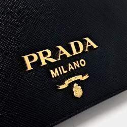 Pre Owned Prada Black Leather Saffiano Chain Crossbody Bag