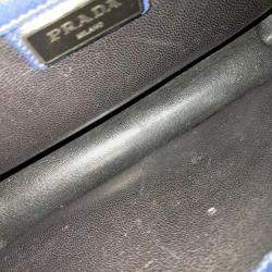Pre Owned Prada Navy Blue Leather Saffiano Clutch