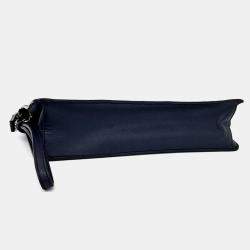 Pre Owned Prada Navy Blue Leather Saffiano Clutch