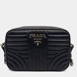 Pre Owned Prada Black Leather Soft Calf Diagram Crossbody Bag