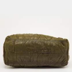 Pre Owned حقيبة يد توتس برادا سوداء / خض�راء زيتونية جلد غوفري عتيق