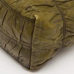 Pre Owned حقيبة يد توتس برادا سوداء / خضراء زيتونية جلد غوفري عتيق