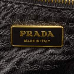 Pre Owned حقيبة يد توتس برادا سوداء / خضراء زيتونية جلد غوفري عتيق