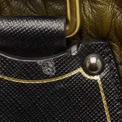 Pre Owned حقيبة يد توتس برادا سوداء / خضراء زيتونية جلد غوفري عتيق