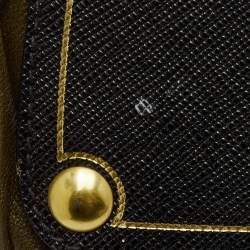 Pre Owned حقيبة يد توتس برادا سوداء / خضراء زيتونية جلد غوفري عتيق