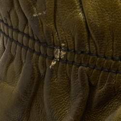 Pre Owned حقيبة يد توتس برادا سوداء / خضراء زيتونية جلد غوفري عتيق