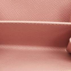 Pre Owned محفظة برادا فرنسية جلد سافيانو وردية