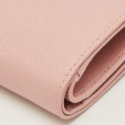 Pre Owned محفظة برادا فرنسية جلد سافيانو وردية