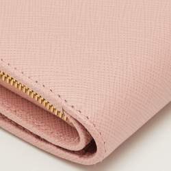 Pre Owned محفظة برادا فرنسية جلد سافيانو وردية