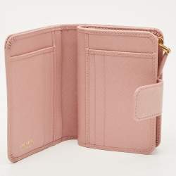 Pre Owned محفظة برادا فرنسية جلد سافيانو وردية