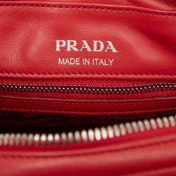 Pre Owned Prada Red Soft Calfskin Diagramme Camera Bag