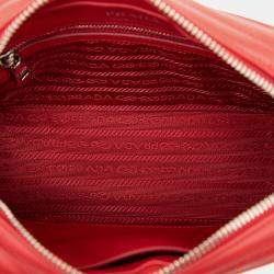Pre Owned Prada Red Soft Calfskin Diagramme Camera Bag