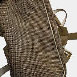 Pre Owned Prada Logo Jacquard Backpack Beige Canvas