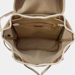 Pre Owned Prada Logo Jacquard Backpack Beige Canvas
