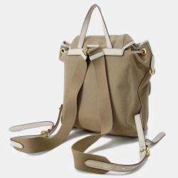 Pre Owned Prada Logo Jacquard Backpack Beige Canvas