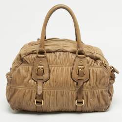 مملوكة مسبقًا Prada Tan Gaufre Leather Satchel
