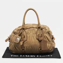مملوكة مسبقًا Prada Tan Gaufre Leather Satchel