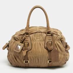 مملوكة مسبقًا Prada Tan Gaufre Leather Satchel